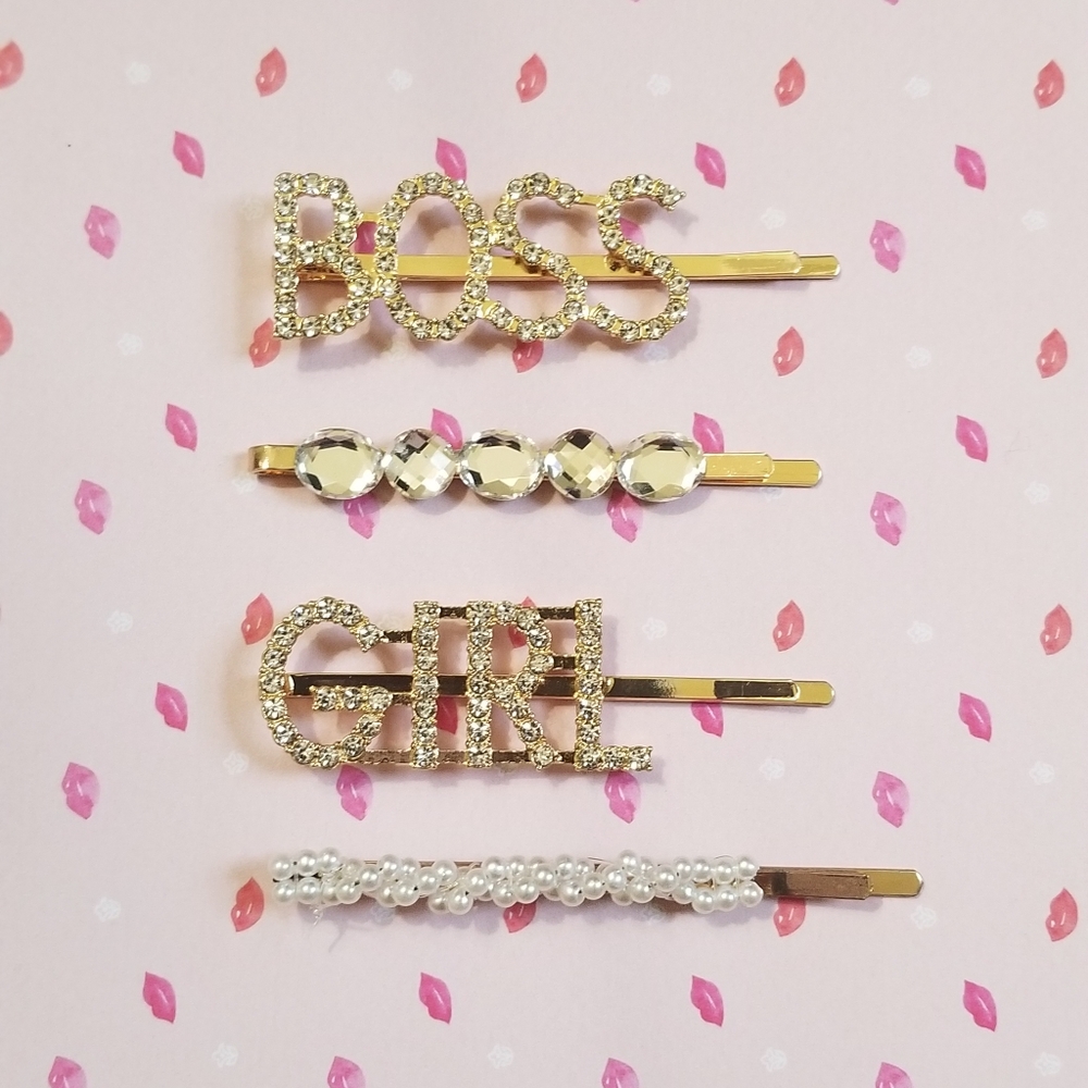 Boss Girl bling clips set of 4 - Picture 1 of 2